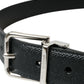 Elegant Black Leather Belt with Metal Buckle