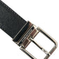 Elegant Black Leather Belt with Metal Buckle