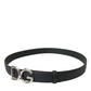Elegant Black Leather Belt with Metal Buckle