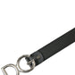 Elegant Black Leather Belt with Metal Buckle