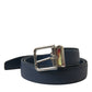 Elegant Navy Blue Leather Belt