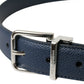 Elegant Navy Blue Leather Belt
