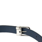 Elegant Navy Blue Leather Belt