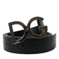 Elegant Black Calf Leather Belt with Metal Buckle