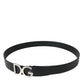 Elegant Black Calf Leather Belt with Metal Buckle