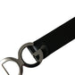Elegant Black Calf Leather Belt with Metal Buckle