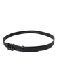 Elegant Black Leather Belt with Metal Buckle