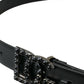 Elegant Black Leather Belt with Metal Buckle
