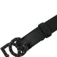 Elegant Black Leather Belt with Metal Buckle