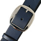 Elegant Blue Calf Leather Belt with Metal Buckle