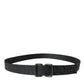 Elegant Black Leather-Blend Belt