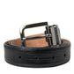 Chic Black Leather Belt with Metal Buckle
