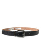 Chic Black Leather Belt with Metal Buckle