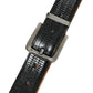 Chic Black Leather Belt with Metal Buckle