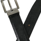Chic Black Leather Belt with Metal Buckle