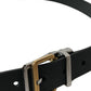 Elegant Black Leather Belt with Metal Buckle