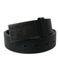 Elegant Black Leather Belt with Metal Buckle