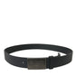 Elegant Black Leather Belt with Metal Buckle