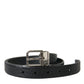 Elegant Alligator Leather Belt in Black