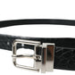 Elegant Alligator Leather Belt in Black