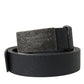 Elegant Black Calf Leather Belt with Metal Buckle