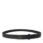 Elegant Black Calf Leather Belt with Metal Buckle
