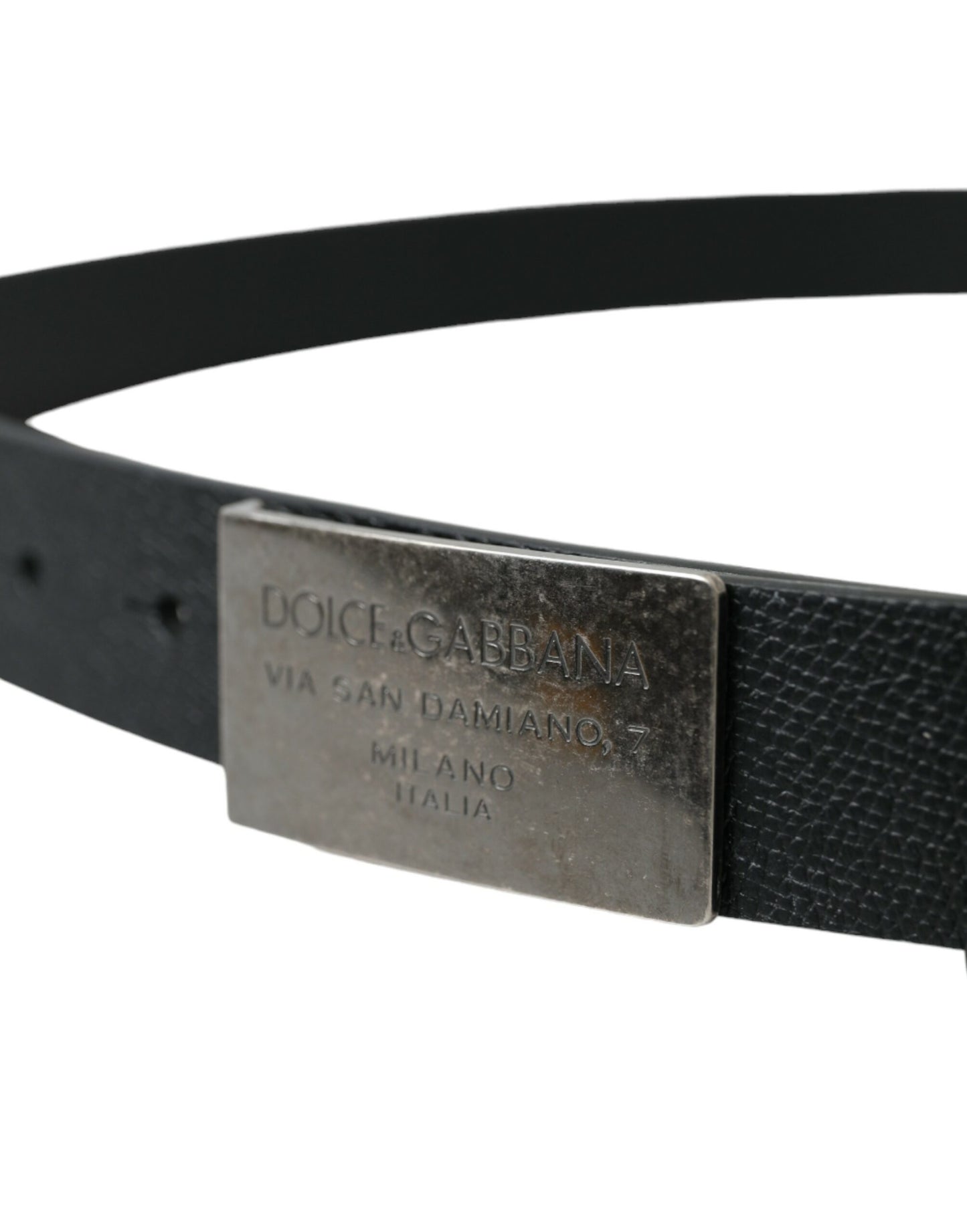 Elegant Black Calf Leather Belt with Metal Buckle