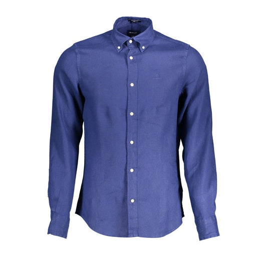 Elegant Slim Blue Linen Shirt