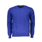 Chic Blue Crew Neck Sweater with Embroidery