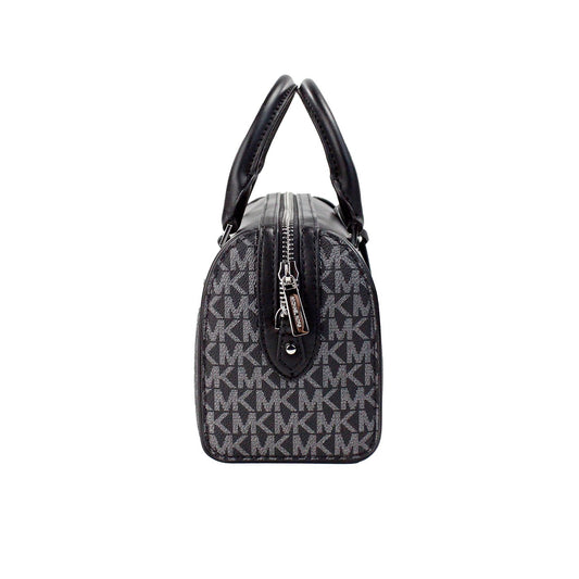 Travel XS Black Silver Signature PVC Duffle Crossbody Bag Purse