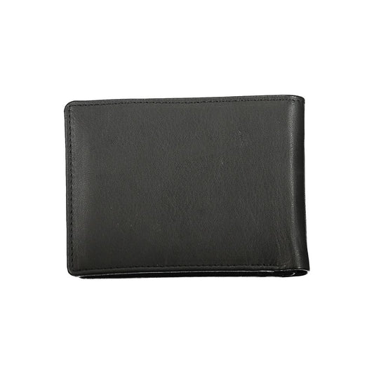 Sleek Black Leather Dual Compartment Wallet
