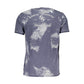 Sleek Blue Crew Neck Tee with Logo Print