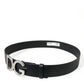 Elegant Black Leather Belt with Metal Buckle