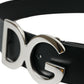 Elegant Black Leather Belt with Metal Buckle