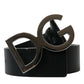 Elegant Black Leather Belt with Metal Buckle