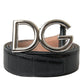 Chic Black Leather Belt with Metal Buckle