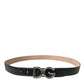 Chic Black Leather Belt with Metal Buckle