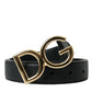 Elegant Black Leather Waist Belt