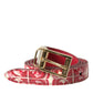 Elegant Red Calfskin Waist Belt