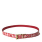 Elegant Red Calfskin Waist Belt