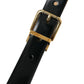 Elegant Black Leather Waist Belt with Logo Buckle