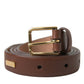 Elegant Brown Calf Leather Waist Belt