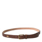 Elegant Brown Calf Leather Waist Belt