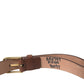 Elegant Brown Calf Leather Waist Belt