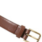 Elegant Brown Calf Leather Waist Belt