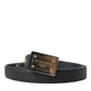 Elegant Black Leather Waisted Belt