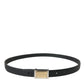 Elegant Black Leather Waisted Belt