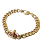 Opulent Gold-Tone Chain Bracelet with Red Accents