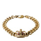 Opulent Gold-Tone Chain Bracelet with Red Accents