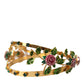 Elegant Gold-Tone Roses Crystal Diadem